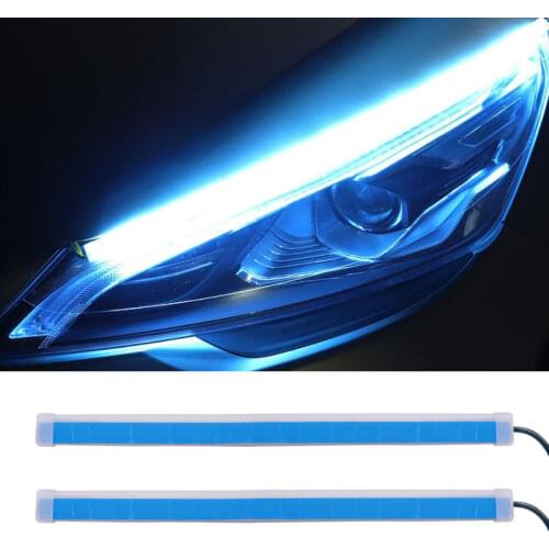2pcs Flexible LED DRL Car Daytime Running Light Waterproof Strip Auto Headlights White Turn Signal Yellow Brake Flow Lights 12V