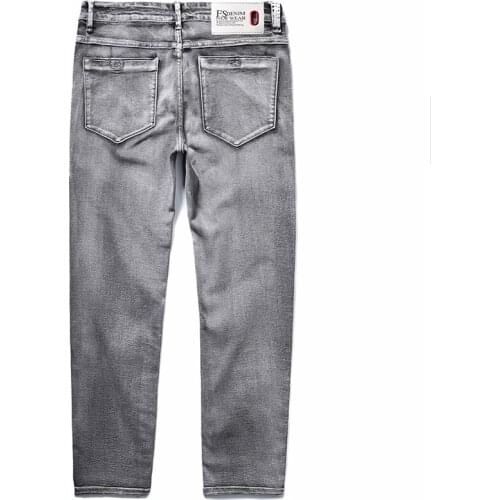 2020 Mens Classic Jeans Elastic Skinny Solid Color Denim Jean Male Grey Slim Fit Pants Brand ClothesPlus Size 40 42 44 46