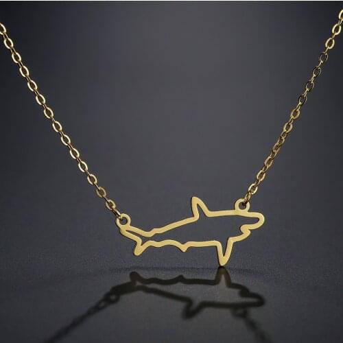 Kinitial Stainless Shark Necklaces Pendants for Women Statement Clavicle Ocean Animal Fish Choker Charm Necklace collare Jewelry