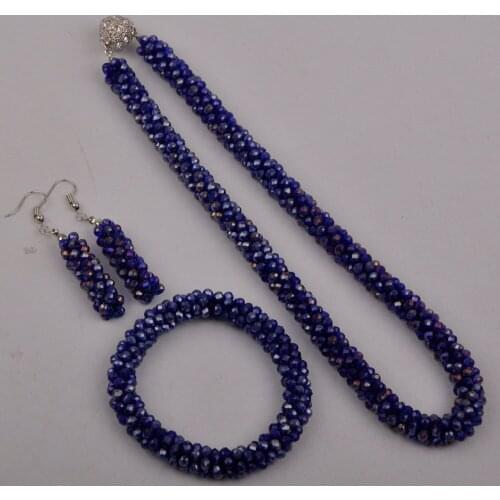 Royal Blue African Beads Jewelry Set Costume Necklace Nigerian Wedding Set for Women