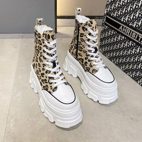 High Top Sneakers Women Shoes 2021 Fashion Leopard Sport Ladies Vulcanized Shoes Designer Platform Sneakers Women Basket Femme