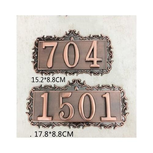 Metal antique bronze house number custom sign door number sticker for hotel door apartment Villa