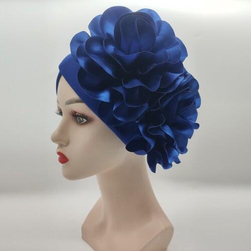 Muslim Turban Hijab Hats For Women Forehead Cross With Flower Inner Hijab Caps Fashion Elegant African Head Wraps Bonnet Bandana