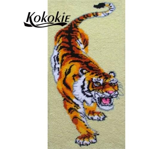 Latch hook kits animal tiger adults large printed canvas yarn carpet diy latch hook rug kits carpet embroidery carpet diy rug