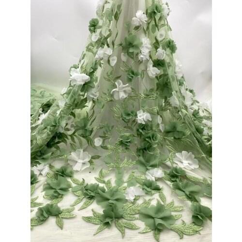 Nigerian Lace Fabric SYJ-388686 High Quality Lace 3D flowers Lace Fabirc Luxury Tulle Lace Fabirc Net African Lace For Wedding