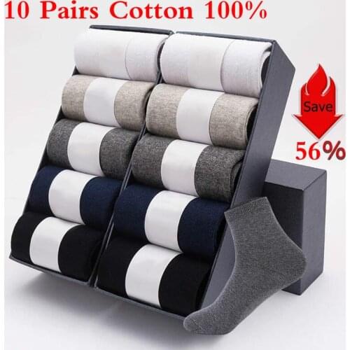 10 Pairs / Lot Mens Cotton Socks 2021 New styles Men Socks Black Business Breathable Spring Summer for Male Size (38-45)