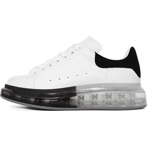 New air cushion white shoes in spring 2021 womens thick sole increases leather ventilation sports casual couple shoes