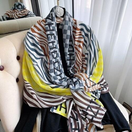 KOI LEAPING new Retro woman fashion stripe printing long scarf Party shawl headscarf hot popular beach Sun protectiongift