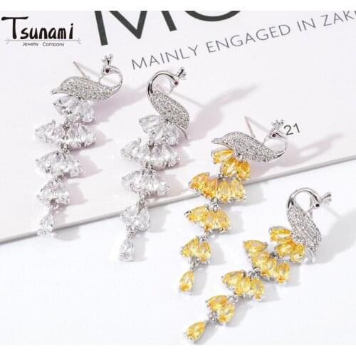 New Arrival Ins Fashion Trend Style Earrings Peacock Zircon Stone Earrings For Women Popular Wedding Earring Jewelry Gifts