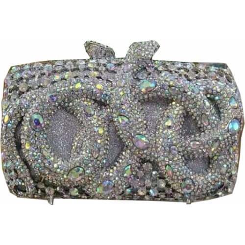 New Italian Crystal Clutch for Women with Diamonds Luxury Womens Party Handbag Design Square Clutch