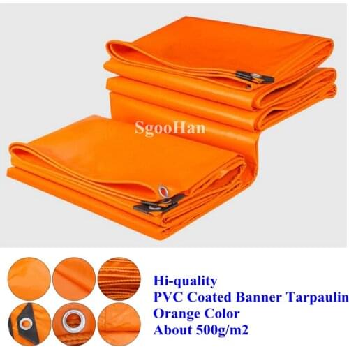 Orange PVC Coated Banner Tarpaulin Rainproof Cloth Outdoor Awning Waterproof Oxford Oilcloth Shade Sail Flame Retardant Cloth