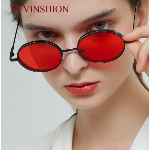 Oval Black Red Sunglasses Women Trendy Hip Hop Glasses Male Brand Thick Frame Round Sunglasses Men Vintage Punk Style Eyeglasses