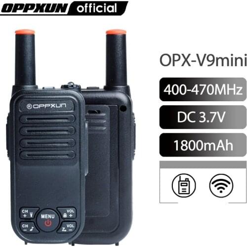 New OPPXUN V9 Mini Handy Light Portable Walkie Talkie Long Range 5 Km 5KM UHF License Free Two Way CB Ham Radio USB Quick Charge