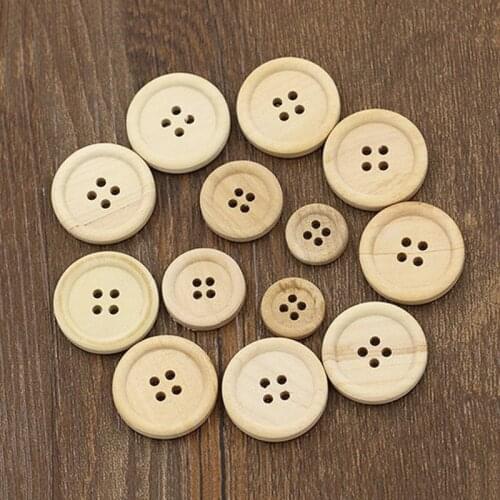 50pcs Natural Color 4 Hole Wooden Buttons Handmade Sewing Accessories Buttons Decoration 15mm/20mm/25mm Button For Clothes