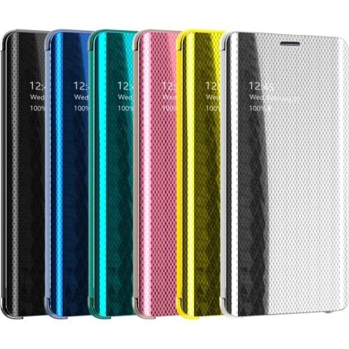 Sumjum Luxury Mirror Flip Cover Leather Holder Standing Phone Case for iPhone X XS Ultra-Thin Clear View Fashion Shiny case