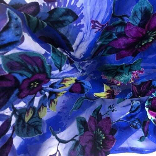 Sapphire Blue Base Cloth Tкань Cotton Mulberry Silk Real Velvet Dress Clothing Fabric