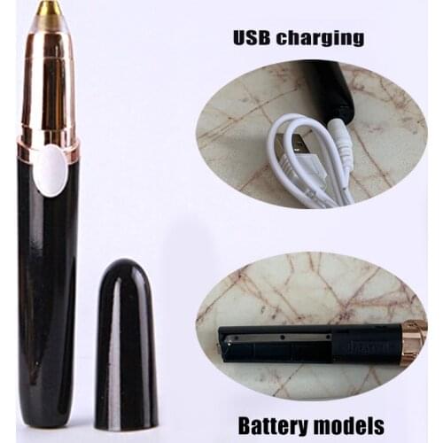 USB Electric Eyebrow Trimmer Makeup Painless Eye Brow Epilator Pens Mini Shaver Razors Portable Facial Hair Remover for Women