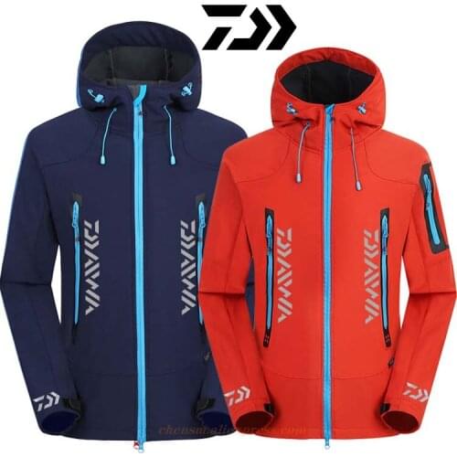 Daiwa Waterproof Outdoor Soft-shell Jacket Winter Fishing Fleece Keep Warm Windproof Skiing Jacket Men Anti-sweat Jacket
