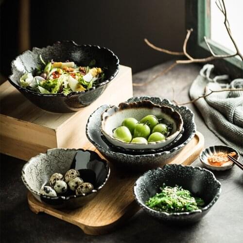 Japanese household fruit salad dessert bowl ceramic creative irregular decoration tableware restaurant snack bowl 6.5/8 inches
