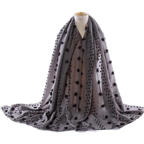 1pc Scarf Muslim Hijab Ladies Wrinkled Wraps Viscose Solid Furball Shalws Women Fashion Scarf Long Head Muffler