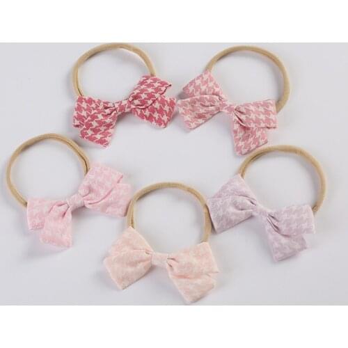 10pcs/lot Baby Girls Bows Headbands New Fashion Plaid Knot Nylon Headbands Infants Girls Head Wraps Hair Accessories 10colors