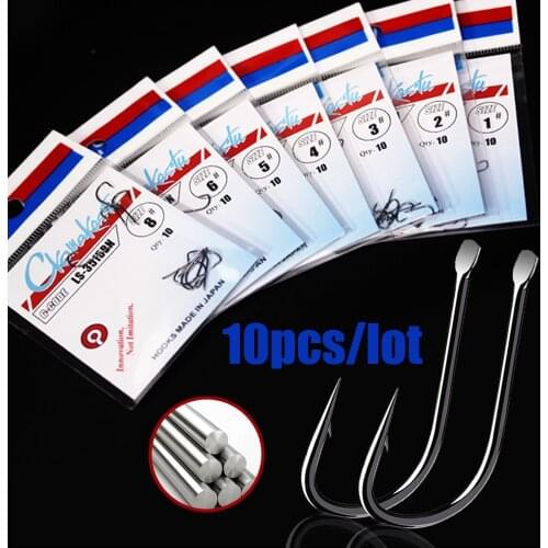 10 Pieces/Batch Of Black Sode Barbed Fishing Hook Round High Carbon Steel Sharpening Bait Fishing Tackle
