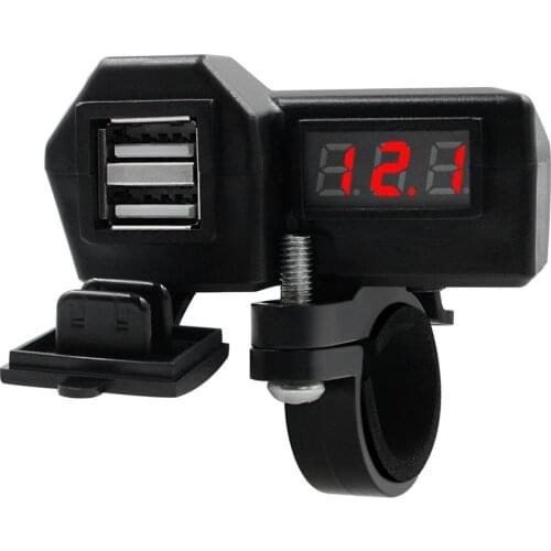 12V Car Motorcycle Charger + Voltmeter Mobile Phone Charger Abs Dual Usb With Switch 24V Rv Boat Car Charger + Voltmeter