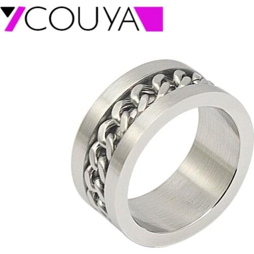 2017 New Promotion Free shipping Trendy Metal Casual/Sporty Round Rings Fashion Stainless Steel Biker Chain Link Rings