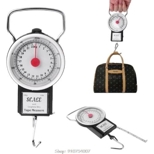 22kg/50lb Portable Hanging Scale Balance Fish Hook Weighing Balance Kitchen With Measuring Tape Measure Fishing N06 20 Dropship