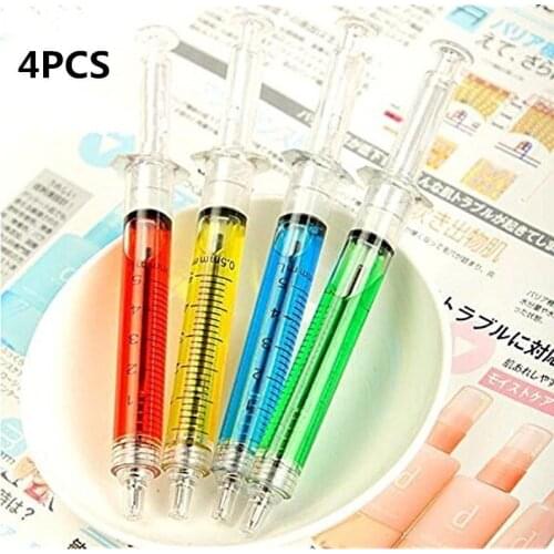 4PCS Syringe Pens Novelty Liquid Syringe Ballpoint Pen Doctor Nurse Medical Hospital Fun Gift Random