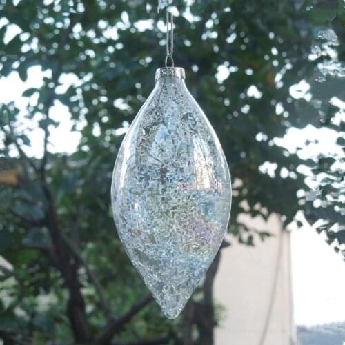 100pcs/pack 6*12cm Double-Point Shaped Glass Pendant Inner Glass Chips Ornaments Christmas Tree Decorative Glass