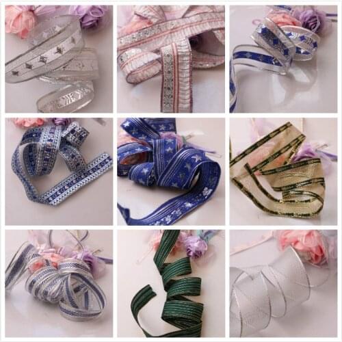 4cm-5cm 5yards DIY AccessoriesRibbon with wire edge, hard mesh, ribbon, gold ribbon, decorative tree gift box, bowknot wrapping