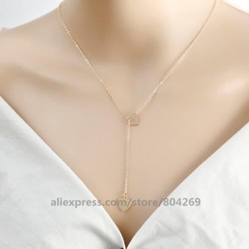 400pcs/lot Trendy Simple Heart Pendant Gold Silver Color Popular Cute Romantic Tiny Necklaces Girl Women Gift Wedding Jewelry
