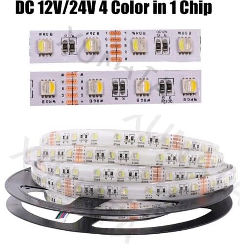 5m DC 12V 24V RGBW/RGBWW 4 color in 1 led chip 60Leds/m 300leds Waterproof 5050 SMD Flexible Ribbon LED Strip Light