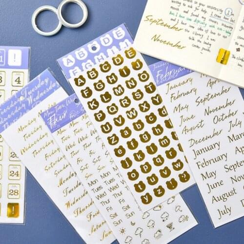50pack Cute bear avatar digital letter week account decoration sticker letter Scrapbooking DIY Bear Diary Album