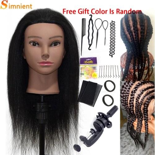 Afro Mannequin Head Real Hair for Braiding Cornrow Practice Head Training Mannequin Dummy Heads Professional Styling Hairstyles
