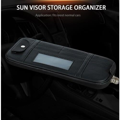 PU Leather Sun Visor Car Organizer Glasses Holder Interior Car Organizer Storage Box For Car SUV Interior Accessories Card Hold