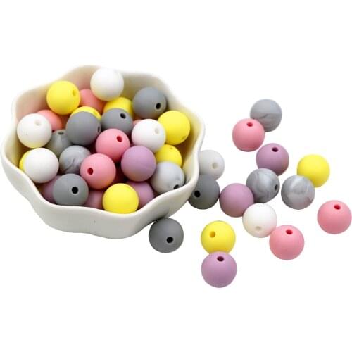 BOBO.BOX 10pcs 9mm Silicone Beads Food Grade Baby Teething Beads Round Products Chews Pacifier Chain Clips Beads Baby Teethers