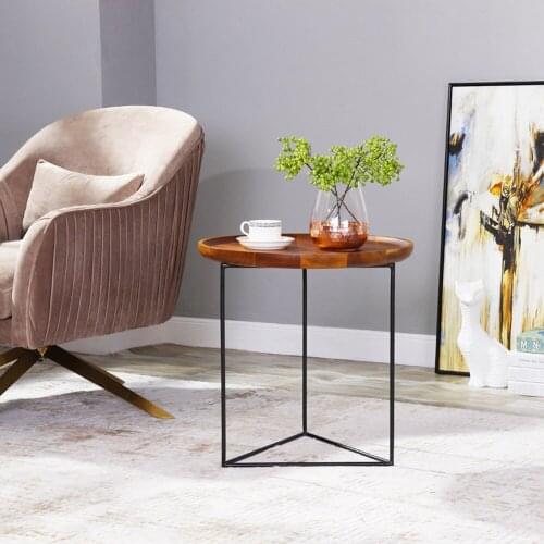 Logi side table coffee table for living room tea table simple solid wood metal frame bedside table
