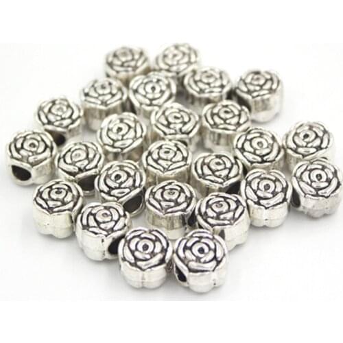 10pcs DIY Zinc Alloy Big Hole 11mm Rose Beads Loose European Beads Fits Women Bracelets Jewelry Making Pulsera