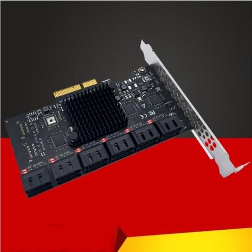 Chia Mining 12 Port SATA 3.0 PCIe Card SATA Controller 6G Internal Adapter Converter PCI Express X4 to SATA Expansion Card Riser