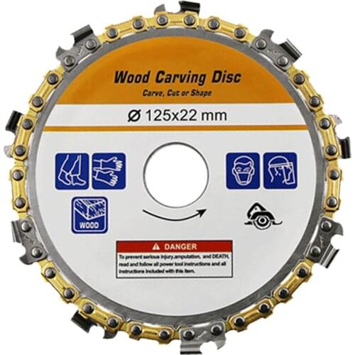5'' Wood Carving Disc 125 mm Grinder Chain Disc -9 Teeth Saw Blade Angle Grinder Chain Disc Wood Tool Carving Disc