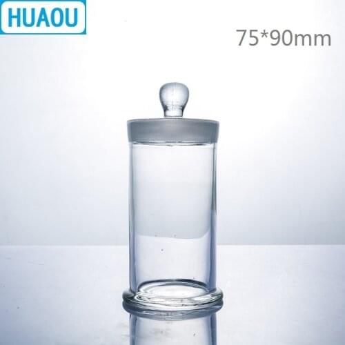 HUAOU 75*90mm Specimen Jar with Knob and Ground-In Glass Stopper Medical Formalin Formaldehyde Display Bottle