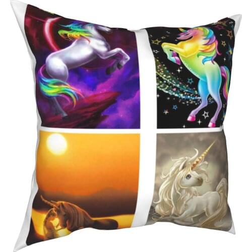 Printed pillow four palace lattice Unicorn flannel pillowcase sofa gift car bedroom decoration throw pillow case