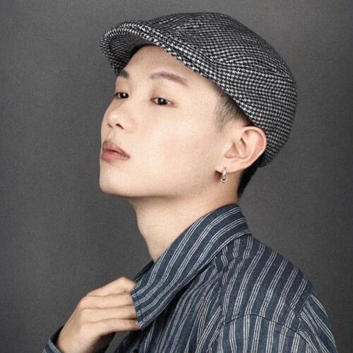 Black Grey Herringbone Newsboy Baker Boy Tweed Flat Cap Mens Gatsby Hat Designer Luxury Cappello da donna