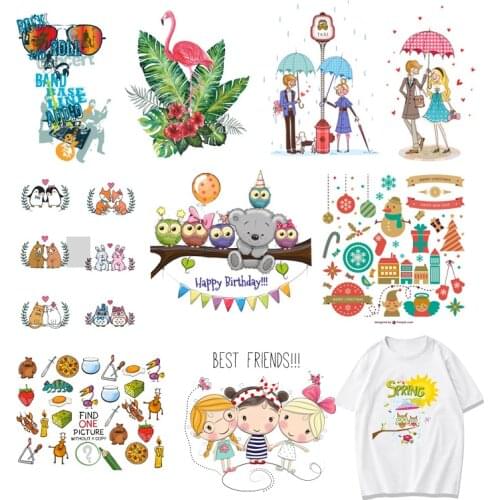 Cute Animal Unicorn Owl Iron on Patches for Clothing Sticker Children Boy Girl DIY Velcros T-shirt Heat Transfer Vinyl Patch F