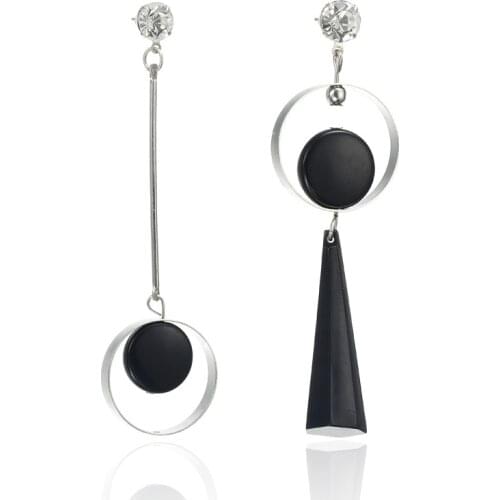 Fashion Asymmetry Long Dangle Earrings For women hyperbolic Round Geometric Hanging Drop Big Earring 2019 Jewelry