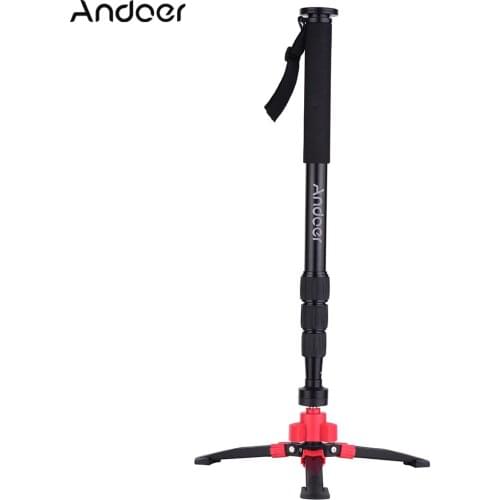 Andoer Aluminum Alloy Monopod 4-Section Telescopic 3/8 In Screw Mounts with Monopod Stand Holder for DSLR Cameras Max. Load 5kg