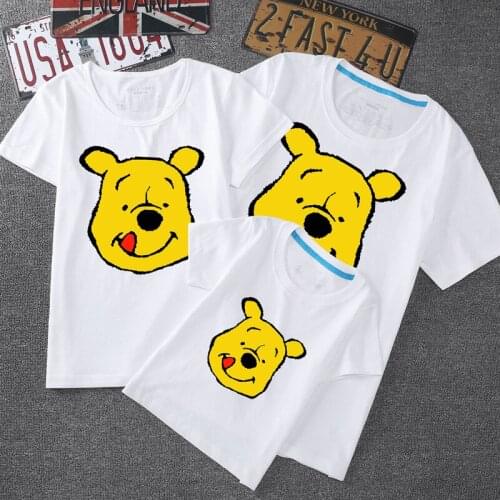 Disney Cartoon 1pc Winnie the Poo Multicolor T-Shirt Parent-Child Outfit Combed Cotton All-Match T-Shirt Family Outfits