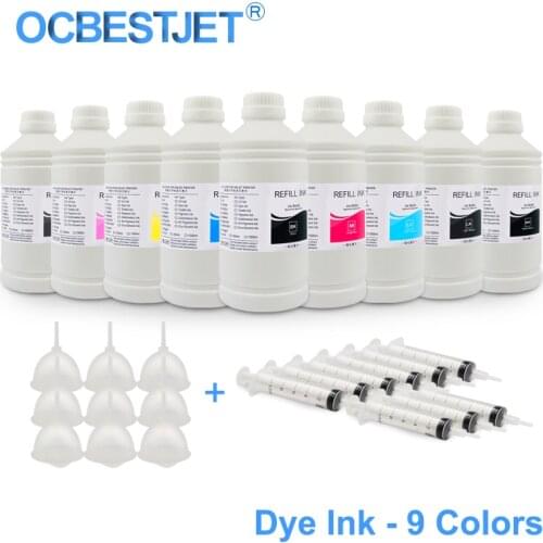 9x1000ML Universal Dye Ink Refill Ink Kit For Epson SureColor P600 P800 P6000 P7000 P8000 P9000 Stylus Pro 7890 9890 3800 3880